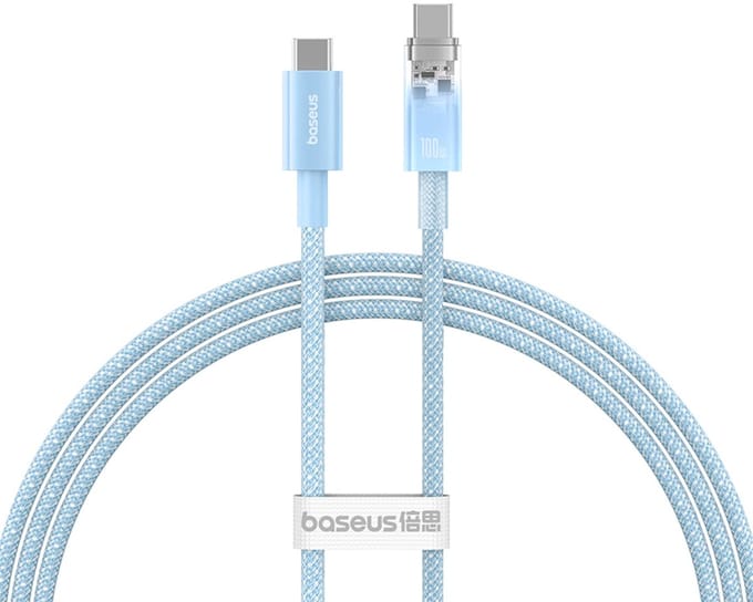 Baseus Explorer 100W USB-C - USB-C Cable with Intelligent Temperature Sensor 1m - Blue