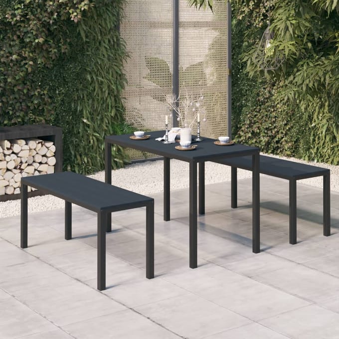 vidaXL - 3-delige - Tuinset - staal - en - HKC - zwart