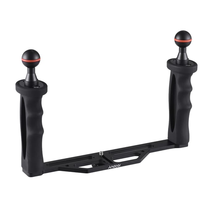 Andoer Camera Duikrig met Dubbele Handgreep Handheld Onderwater Lade Stabilisator Camera Duikbeugel zwart