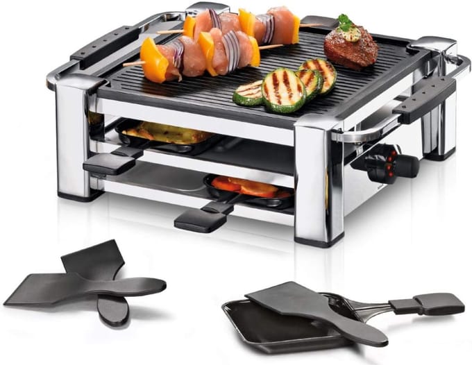 Gourmetstellen - Raclette - Teppanyaki Bakplaat -Chroom