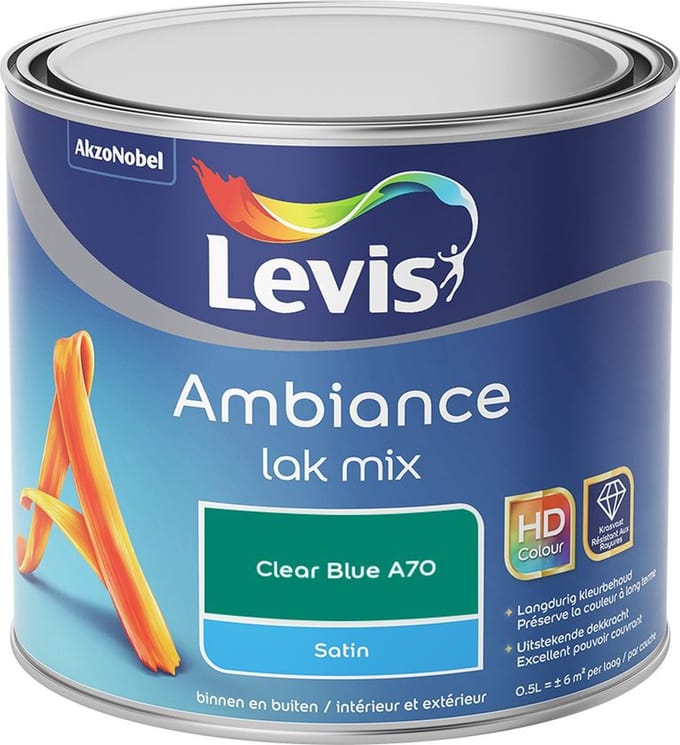Levis - Ambiance Lak Satin Mix - Clear Blue A70 - Mengverf - 0,5 L