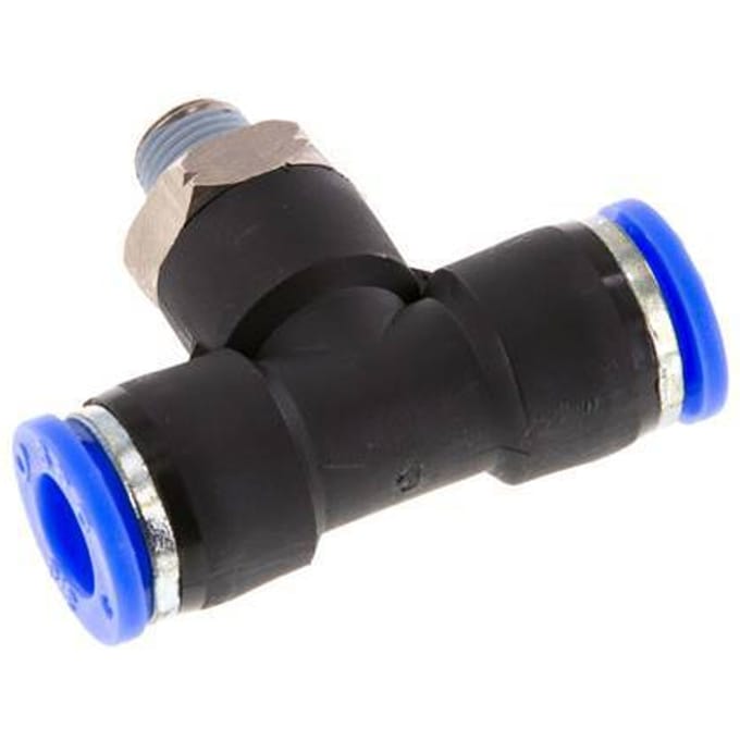 3/8'' x 1/8'' NPT inline T-stuk Messing/PBT Insteekfitting Buitendraad Draaibaar NBR