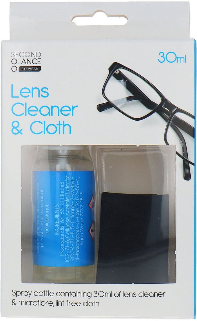 Second Glance Glasses Lens Cleaner and Cloth Set - 30 ml