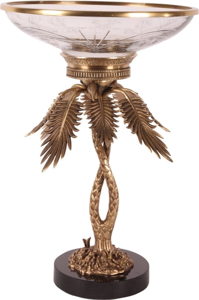 Baroque - Decoratieve schaal - Schaal glas/koper 54 cm - 54x35x35 - Brass