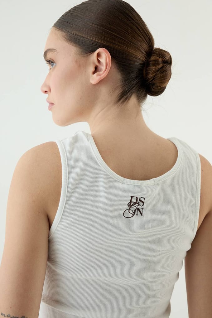 Dames Dsgn Studio Vierkante Hals Bandjes Vest Top | Ecru | Maat: 2XL