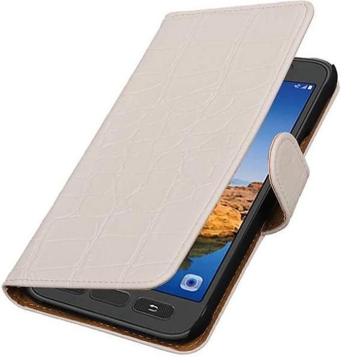 Croco Bookstyle Wallet Case Hoesjes Geschikt voor Samsung Galaxy S7 Active G891A Wit