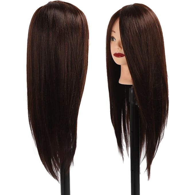 Kapsel Mannequin Hoofd Mannequin Training Oefenpop Gemengd Echt Haar Kappershoofd met Klem black