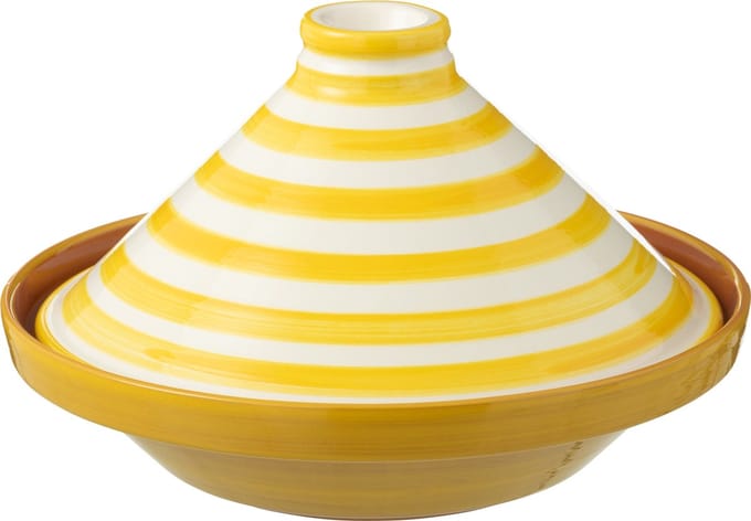 J-Line tajine Granada Stripes - keramiek - wit/geel