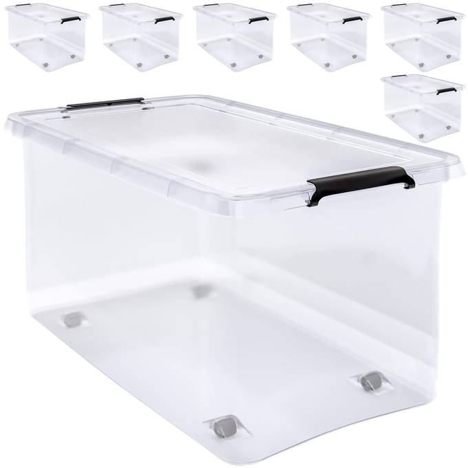 Deuba Opbergbox - Set van 6 Kunststof 60L 58x39x35cm - Transparant