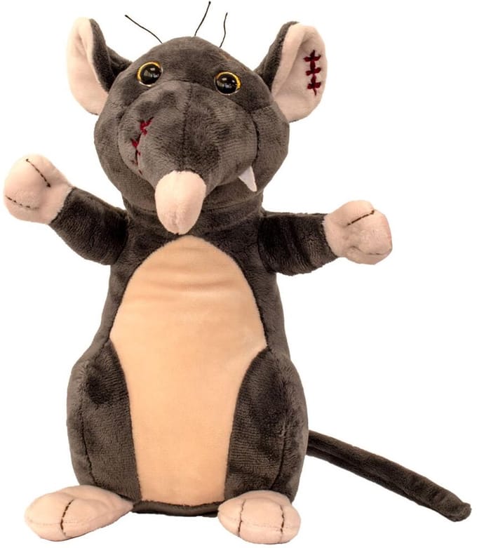 Suki Gifts Knuffel rat - grijs/bruin - pluche - knuffeldier - 13 cm