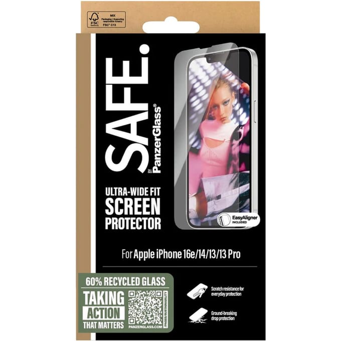 SAFE by PanzerGlass Screenprotector geschikt voor Apple iPhone 13 Glazen | SAFE by PanzerGlass Ultra-Wide-Fit Screenprotector - Case Friendly