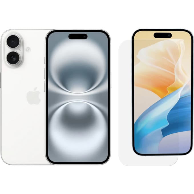 Apple iPhone 16 128GB Wit + BlueBuilt Screenprotector Glas