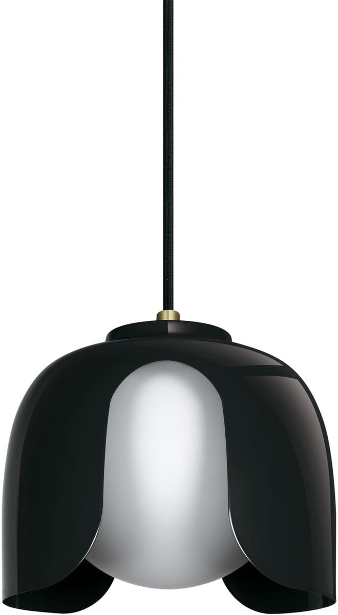 OSRAM DECOR Corolle Hanglamp, Zwart Metaal Glas, E27 Versie, Textielkabel, 200mm, Retro stijl