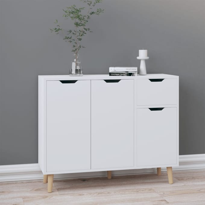 vidaXL - Dressoir - 90x30x72 - cm - bewerkt - hout - wit