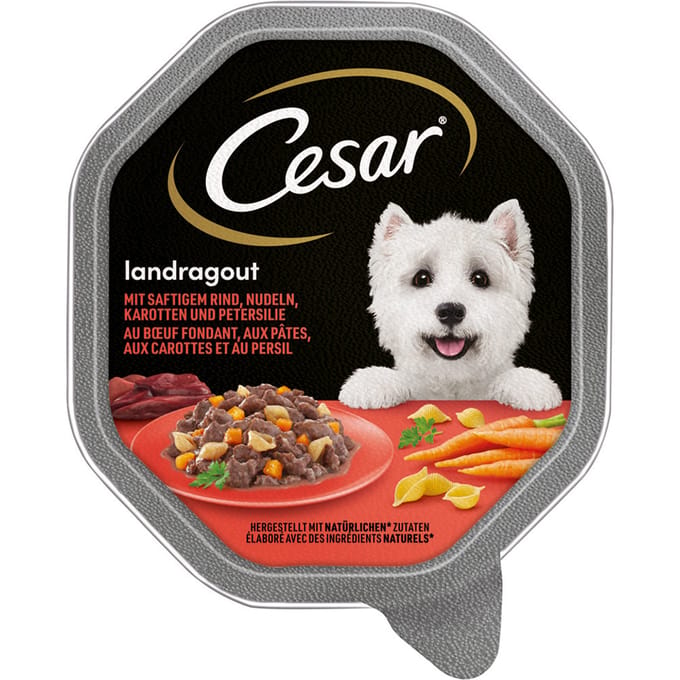 Cesar Multipack Kuipje 14 x 150 g - Landragout met Rund, Noedels & Wortel