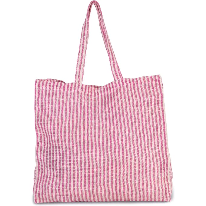 Kimood Gestreepte shopper van juco KI0236 - Magenta / Natural - One size