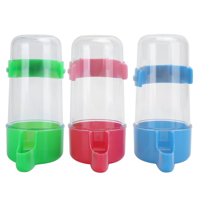 3Sets Vogels Automatische Feeder Water Drinker Papegaai Voeden Drinkcontainer Dispenser pink