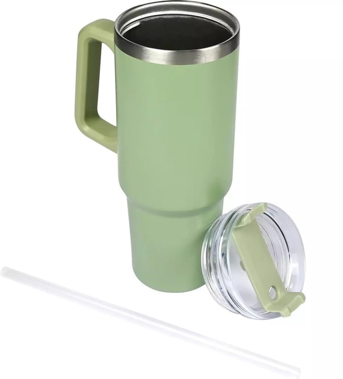 Benson Thermosbeker 900 ml - Groen - Transparante Deksel - Geschikt voor Auto