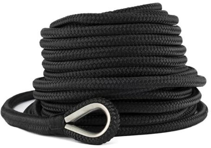 Hollex ankerlijn met lood zwart 10mm rol=30mtr