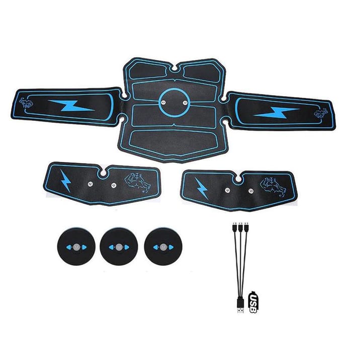 EMS Buikspierstimulator Trainer Toning Belt Workouts USB Opladen Elektrische Training Gewichtsverlies Lichaam Afslankapparatuur Blue black