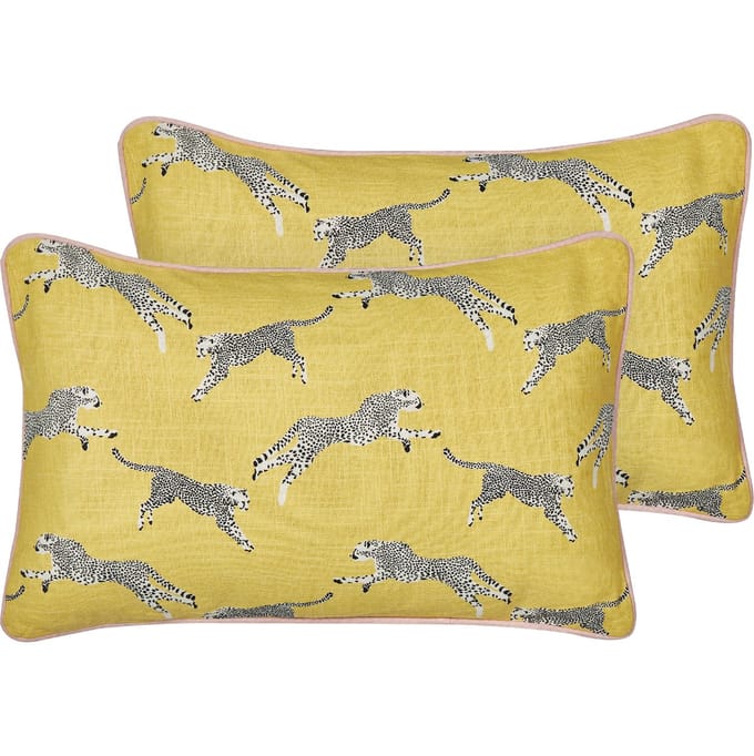 ARALES - Sierkussen set van 2 - Geel - 30 x 50 cm - Katoen