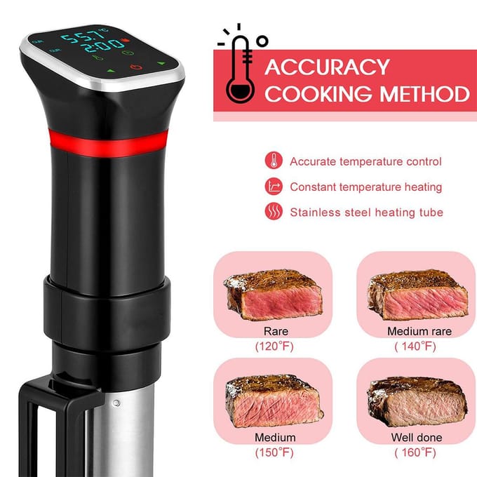 Circulateurs d'immersion de machine de cuiseur Sous 1100W cuiseur Sous de précision ultra silencieux d'acier inoxydable US Plug noir