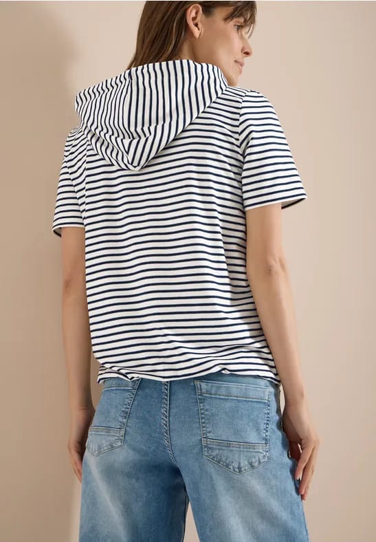 Shirt met korte mouwen, capuchon en glitter