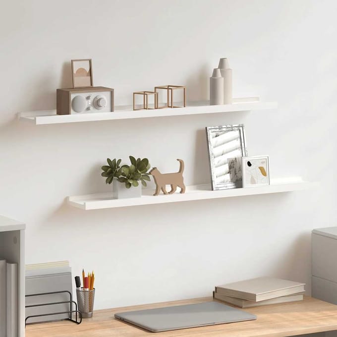 vidaXL - Fotoplanken - 2 - st - 80x9x3 - cm - MDF - wit