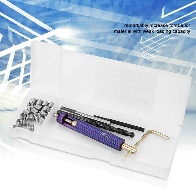 M7*1.0 Jeu d'outils de réparation d'inserts filetés Vis Kit d'installation d'inserts filetés blue