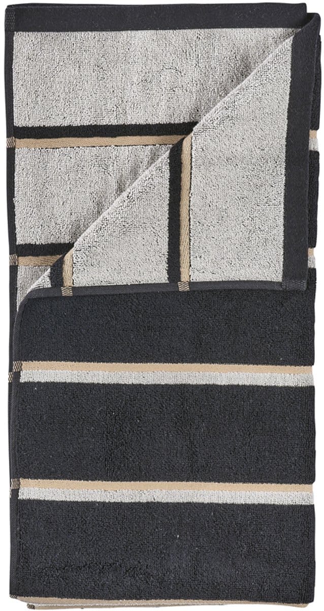 Zone Denmark Sauna Badhanddoek 140 x 70 cm Black/Soft Grey/Camel