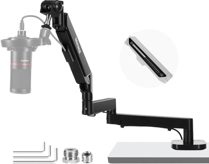 Bureau Microfoonarm - Verstelbare Arm - Podcast Streaming - 360 Graden Draaibaar - Tot 2.5kg - Zwart