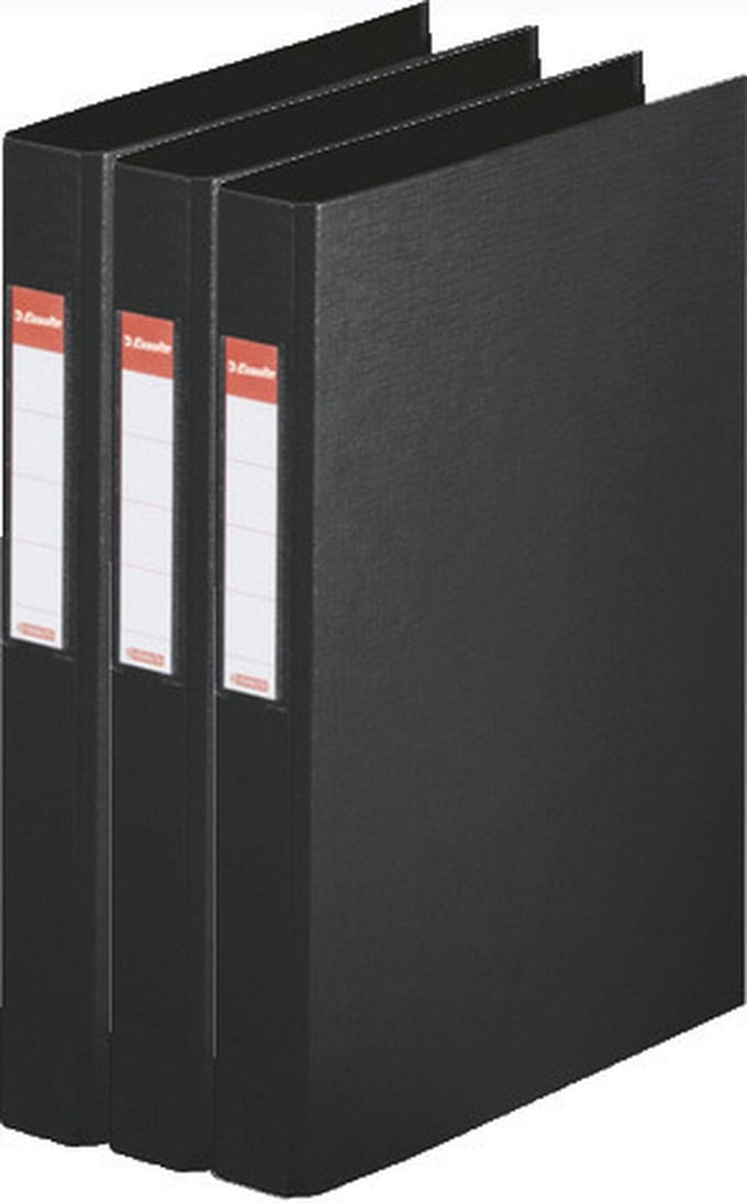 Esselte Ringband mappen/ordners - 3x - zwart - A4 - opbergen - kantoorartikelen