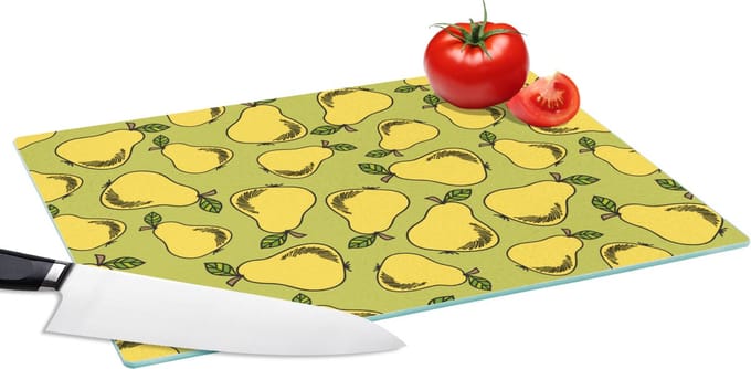 Glazen Snijplank - 39x28 - Peer - Fruit - Vintage - Patronen - Snijplanken Glas