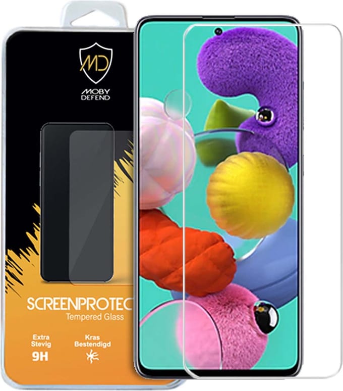 MobyDefend Screenprotector - Geschikt voor Samsung Galaxy A51 - Case-Friendly Screensaver - Gehard Glas