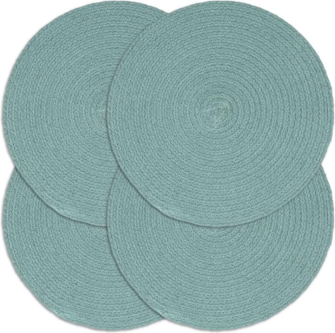 vidaXL - Placemats - 4 - st - rond - 38 - cm - katoen - effen - groen