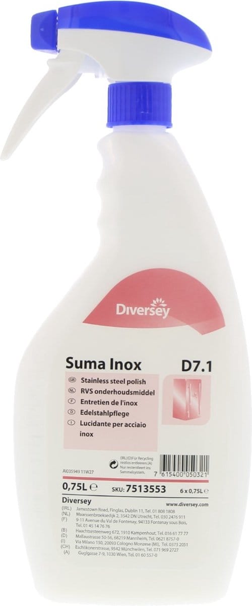Diversey Inox RVS reiniger D7.1  750 ml - professioneel