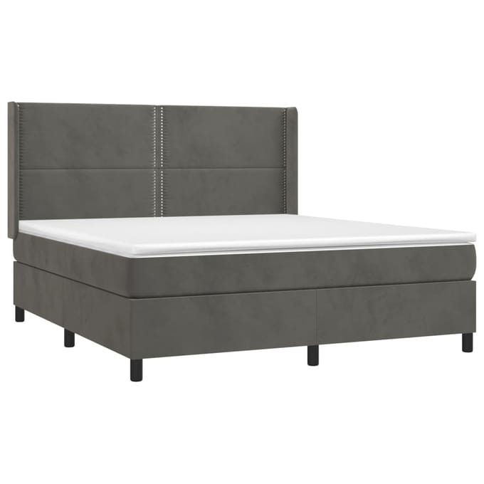 vidaXL - Boxspring - met - matras - fluweel - donkergrijs - 160x200 - cm