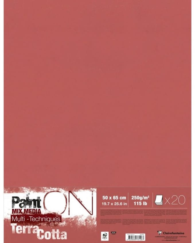 Clairefontaine Paint On - Tekenpapier - Groot formaat - 50x65 cm - 250g - Terracotta - 10 vel
