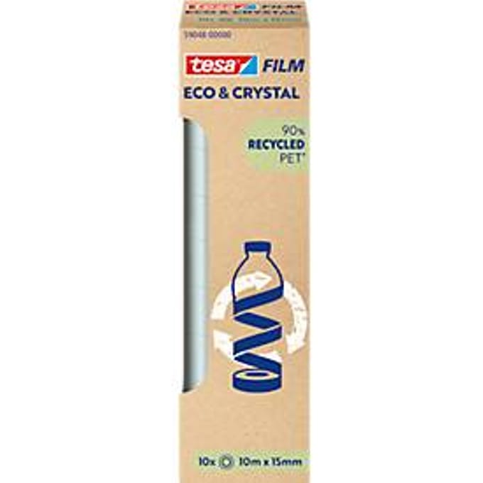 tesafilm® eco & crystal plakband, transparant, scheurvast, L 10 m x B 15 mm, 10 rollen