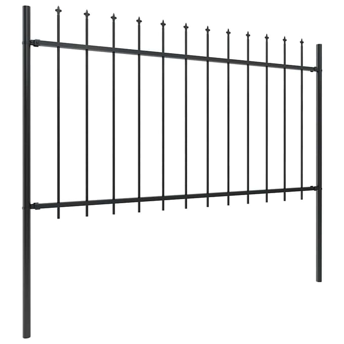 vidaXL - Tuinhek - met - speerpunt - staal - 504x100 - cm - zwart