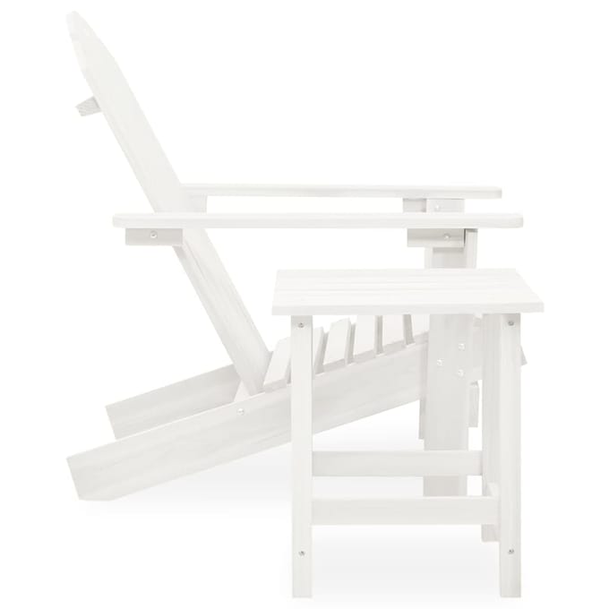 vidaXL - Tuinstoel - Adirondack - met - tafel - massief - vurenhout - wit