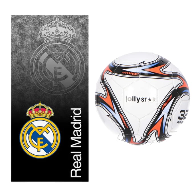 Real Madrid strandset; strandlaken en voetbal