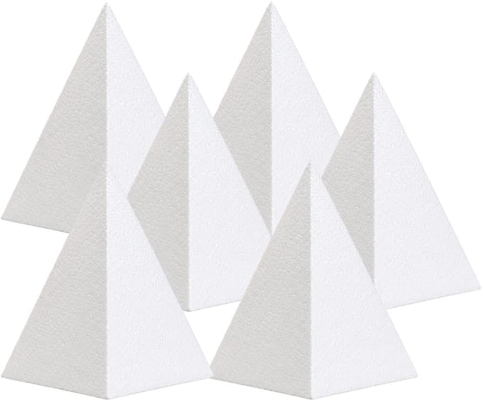 Piepschuim vormen - piramide - 6x - H15 x D8,5 cm - styropor hobby / DIY vorm - basis knutselfiguren