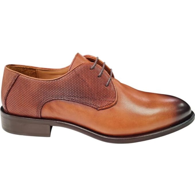 Melik Ranzek Cognac Leren Heren Geklede Veterschoenen - Cognac - 46