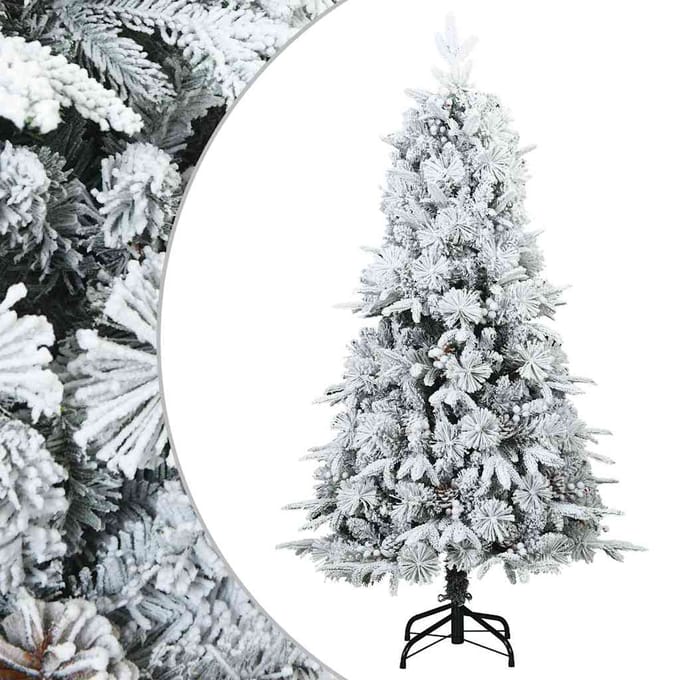 vidaXL - Kunstkerstboom - met - Scharnier - en - Sneeuw - Vilt - Wit - 150 - cm
