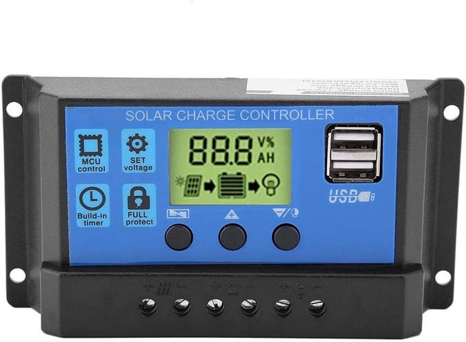 PWM Zonnepaneel Laadregelaar 12V/24V met Dubbele USB en LCD-Display