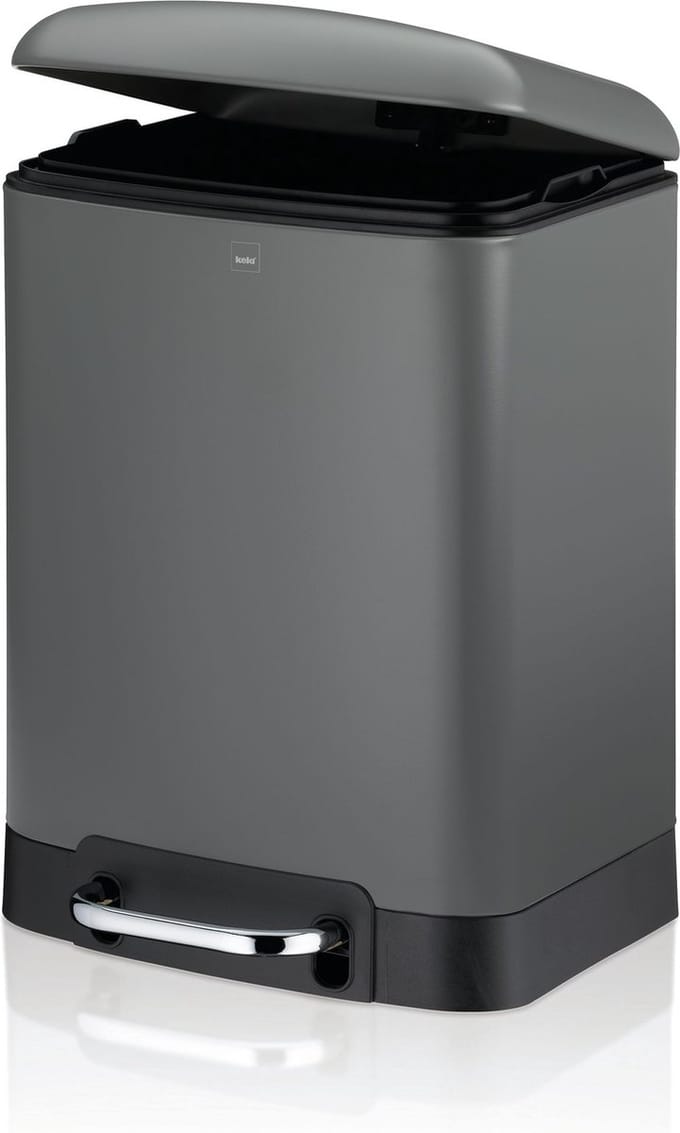 Afvalemmer, RVS, Antraciet, 6 L - Kela | Davino