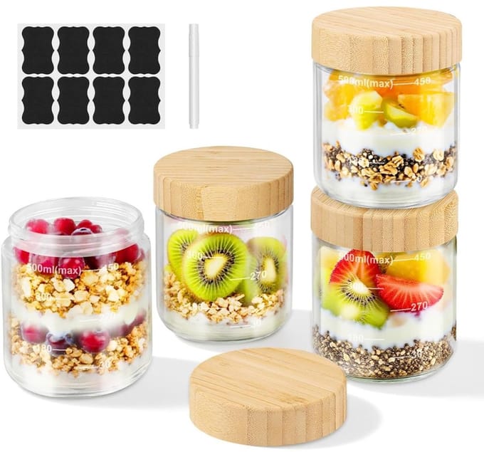 Overnight Oats Potjes - Mason Jar - Meusli Beker met Deksel