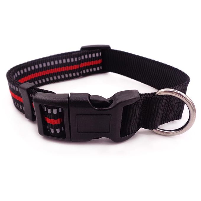 Reflecterende halsband voor honden, katten en honden, reflecterende nylon halsband, huisdierenhalsband M rood