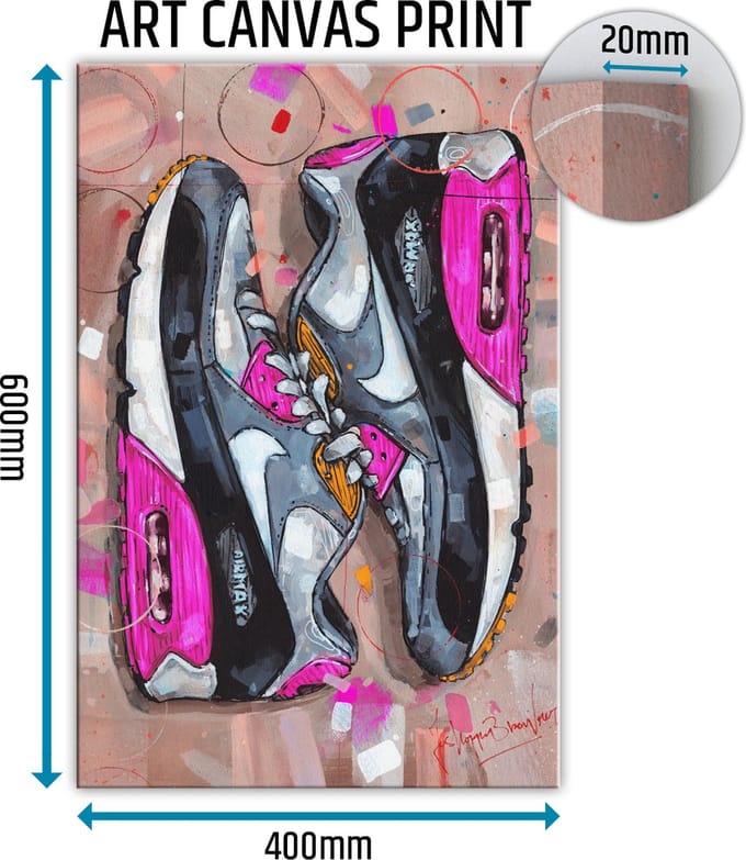 Sneaker canvas sideways pink 40x60 cm